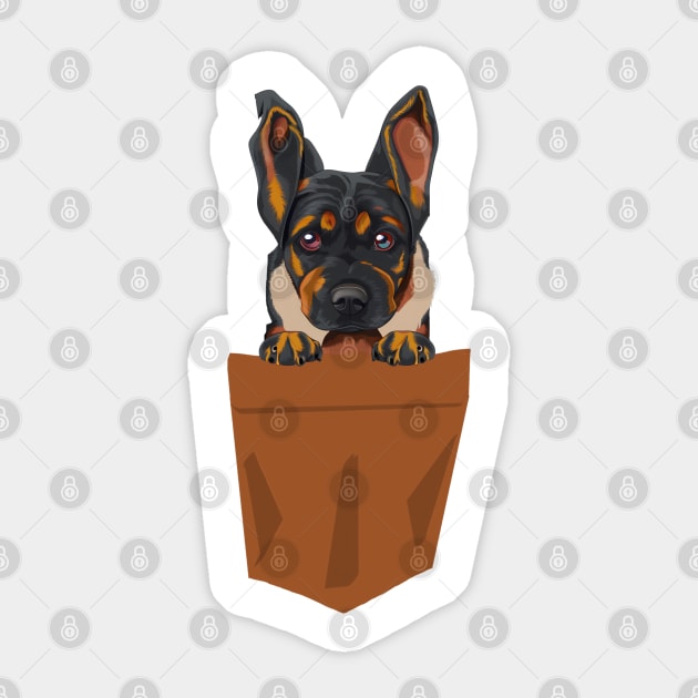 Dog In Pocket Funny Puppy For Dog Lovers Sticker by GraphGeek